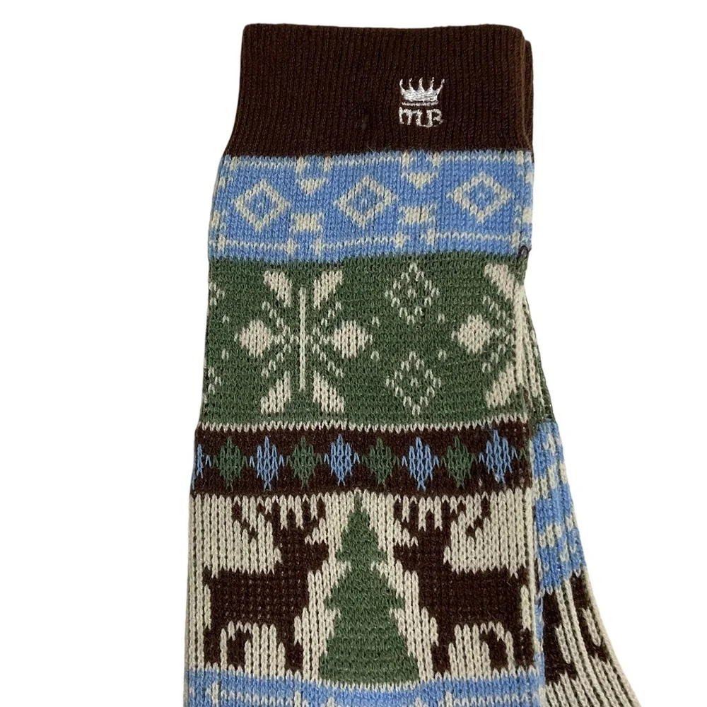 NWOT Deer Forest Cabin Crew Socks 9” Cozy Winter Lodge Nature Core